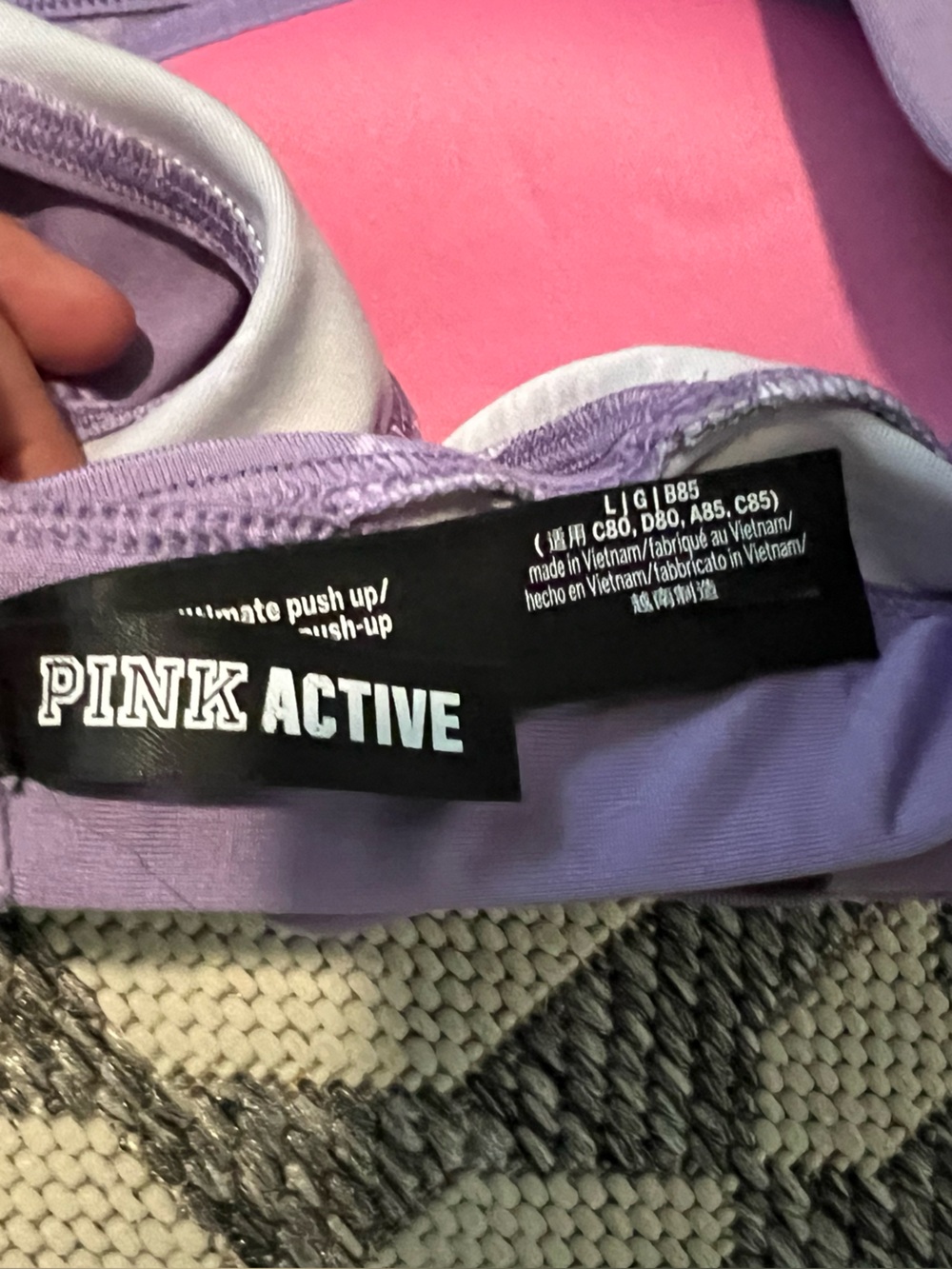 EUC💗PINKVS ActiveUltimatePushUp LogoSportsBra/Cotton Logo Bike Short/Lavender/L - Picture 5 of 9
